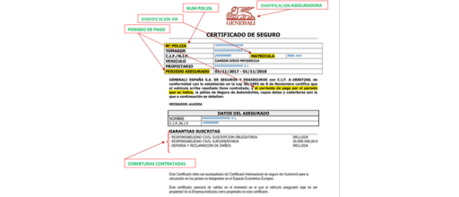 Justificante del seguro obligatorio